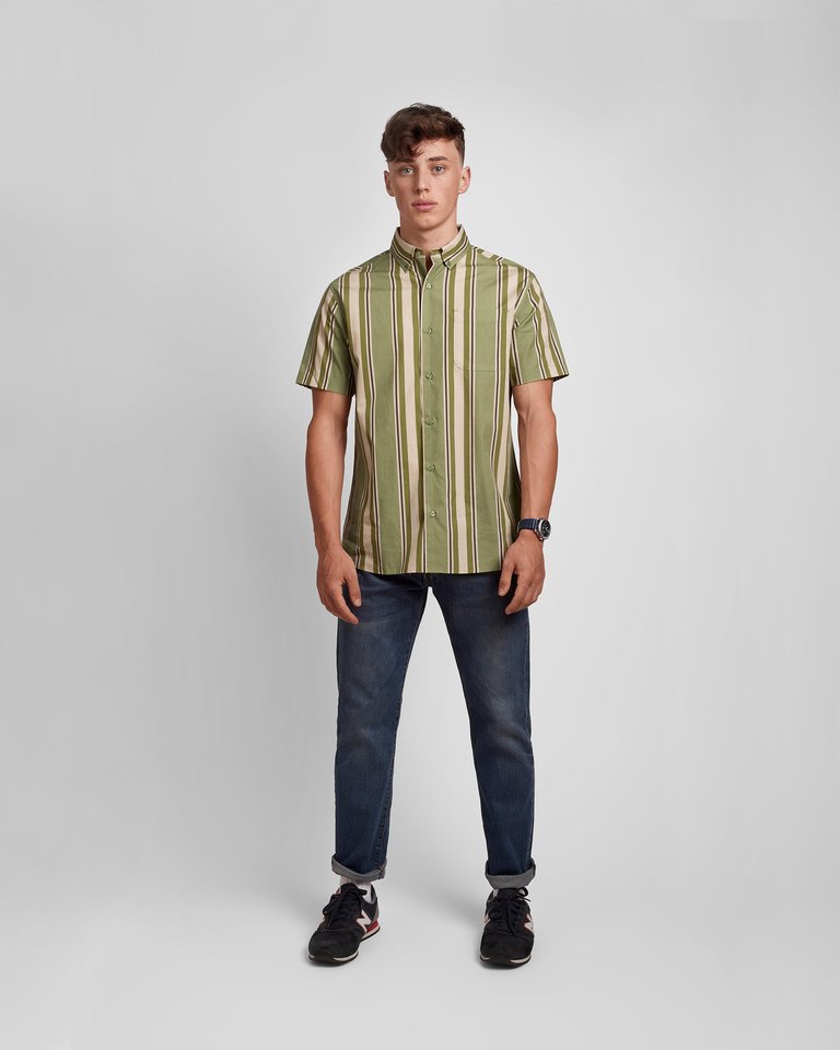 Summer Stripe Printed Casual Button Down Short Sleeve Shirt