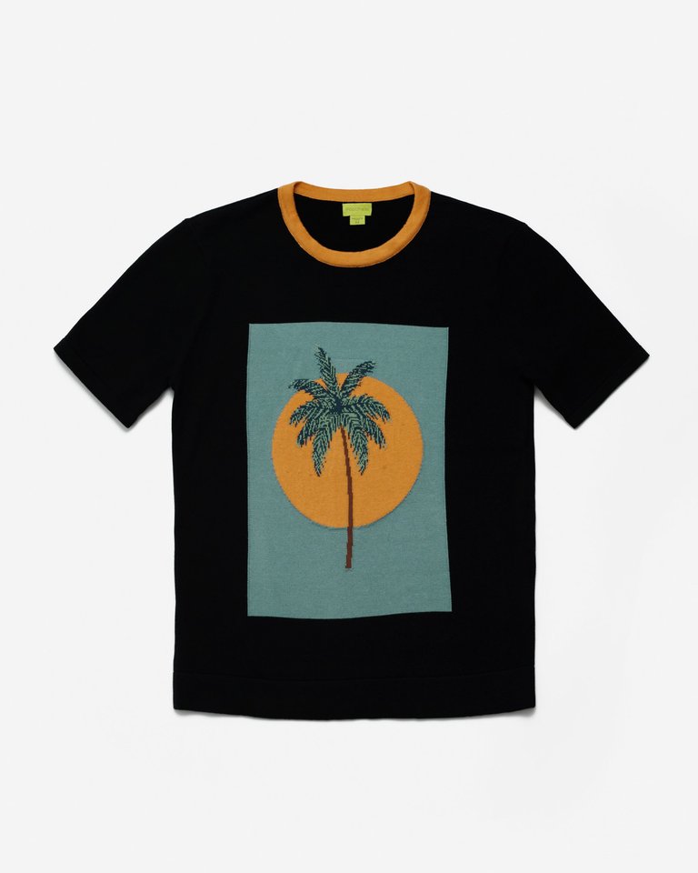 The Knit Tee With The Sunset Palm Pattern