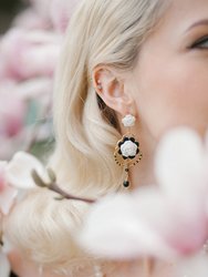 Classic Baroque Porcelain Rose Statement Earrings