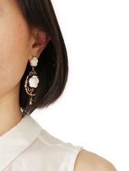 Classic Baroque Porcelain Rose Statement Earrings