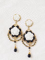 Classic Baroque Porcelain Rose Statement Earrings