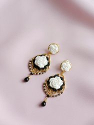 Classic Baroque Porcelain Rose Statement Earrings