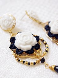 Classic Baroque Porcelain Rose Statement Earrings