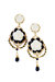 Classic Baroque Porcelain Rose Statement Earrings - White/Black/Gold