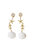 Crystal Star Porcelain Seashell Earrings - White/Gold