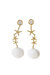 Crystal Star Porcelain Seashell Earrings - White/Gold