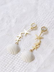 Crystal Star Porcelain Seashell Earrings