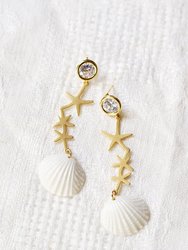 Crystal Star Porcelain Seashell Earrings