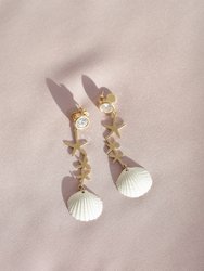 Crystal Star Porcelain Seashell Earrings