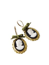 Dark Romance Goddess Oval Porcelain Cameo Earrings