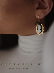 Dark Romance Goddess Oval Porcelain Cameo Earrings