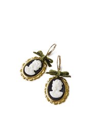 Dark Romance Goddess Oval Porcelain Cameo Earrings