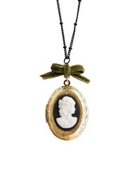 Dark Romance Goddess Oval Porcelain Cameo Locket Necklace - Multi