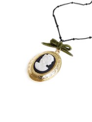 Dark Romance Goddess Oval Porcelain Cameo Locket Necklace