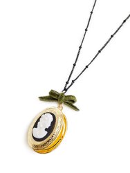 Dark Romance Goddess Oval Porcelain Cameo Locket Necklace