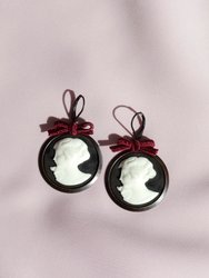 Dark Romance Goddess Round Porcelain Cameo Earrings