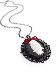 Dark Romance Porcelain Owl Cameo Necklace