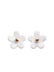 Everyday Porcelain Daisy Stud Earrings - White/Gold