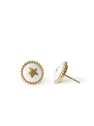 Gold Lustre Star Stud Earrings - White/Gold