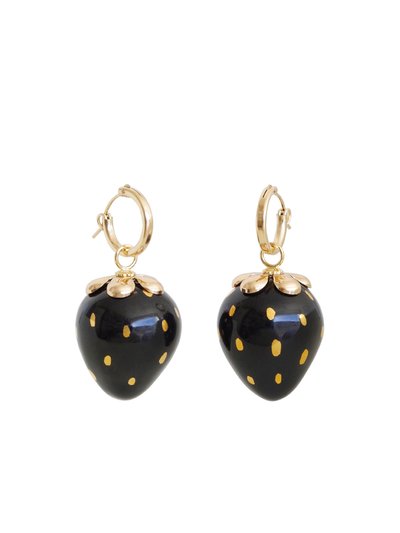 POPORCELAIN Golden Black Porcelain Strawberry Earrings product