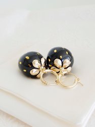 Golden Black Porcelain Strawberry Earrings