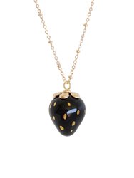 Golden Black Porcelain Strawberry Necklace - Gold/Black   
