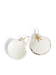 Golden Edge Clam Shell With Starfish Hoop Earrings