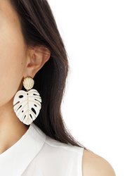 Golden Monstera Leaf Statement Earrings