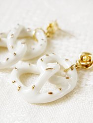 Golden Rose And Salted Porcelain Pretzel Earrings