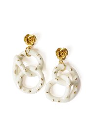 Golden Rose And Salted Porcelain Pretzel Earrings - White/Gold