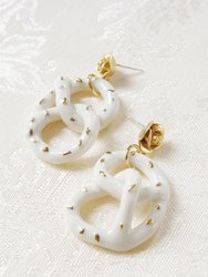 Golden Rose And Salted Porcelain Pretzel Earrings