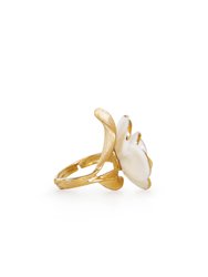 Golden White Cloud Rose Cocktail Ring