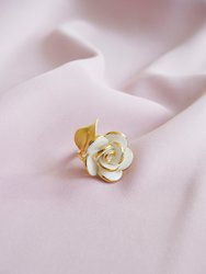 Golden White Cloud Rose Cocktail Ring