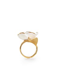 Golden White Cloud Rose Cocktail Ring