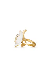 Golden White Cloud Rose Cocktail Ring