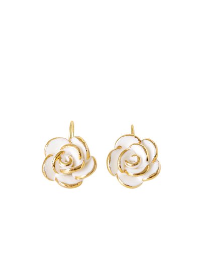 POPORCELAIN Golden White Cloud Rose Hook Earrings product