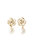 Golden White Cloud Rose Pearl Drop Earrings - White/Gold