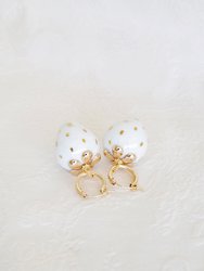 Golden White Porcelain Strawberry Earrings