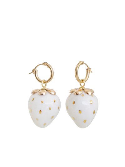 POPORCELAIN Golden White Porcelain Strawberry Earrings product