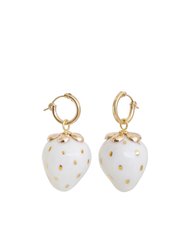 Golden White Porcelain Strawberry Earrings - White/Gold