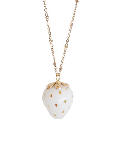 POPORCELAIN Golden White Porcelain Strawberry Necklace product