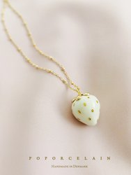 Golden White Porcelain Strawberry Necklace
