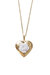 Heart Locket With Porcelain Rose Pendant Necklace - Gold/White