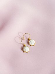 Mini Porcelain Camellia Flower Charm Earrings