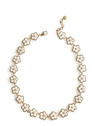Mini Porcelain Daisy Cluster Necklace - Gold/White