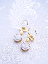 Mini Porcelain Moonlight Rose Drop Earrings