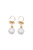Mini Porcelain Moonlight Rose Drop Earrings - White/Gold