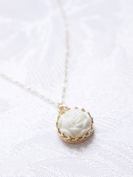 Mini Porcelain Rose Charm Gold-Filled Necklace