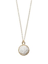 Mini Porcelain Rose Charm Gold-Filled Necklace - White/Gold