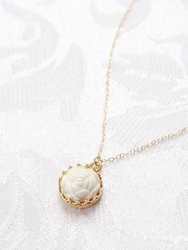 Mini Porcelain Rose Charm Gold-Filled Necklace